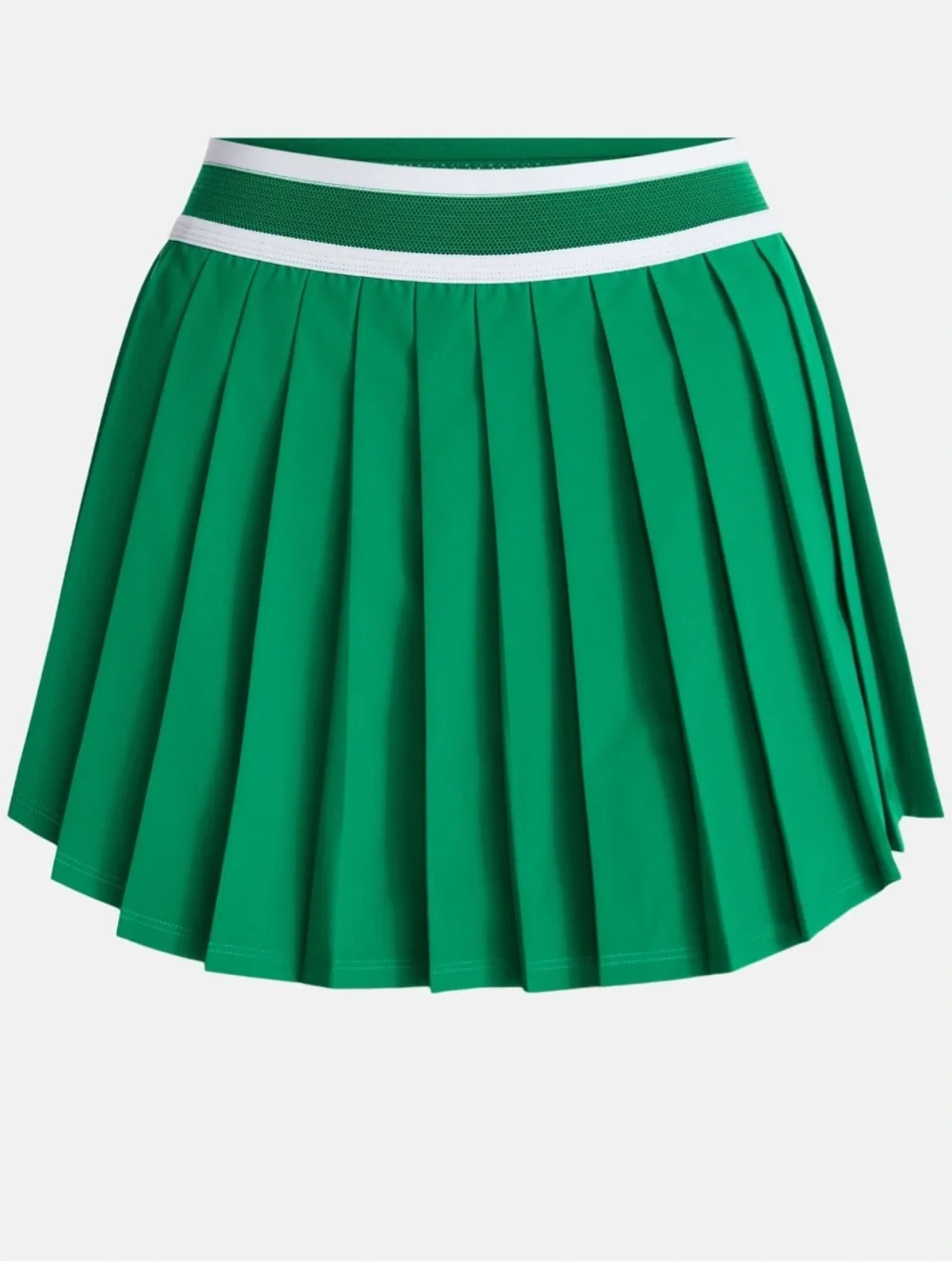Avia Green Pleated Skater Skirt with White-Trim Waistband